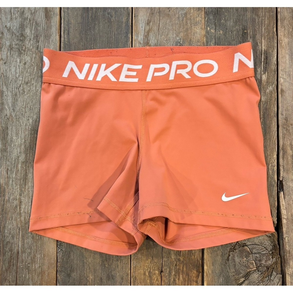 Nike Pro Women Peach Orange Dri-FIT Spandex Compression Athletic Shorts Small